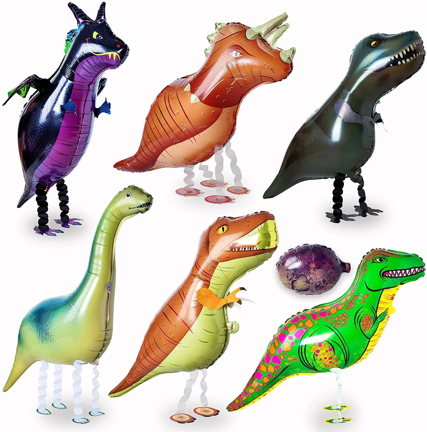 JOLLITY LLC Walking Dinosaur Balloon - 6 Pieces Birthday