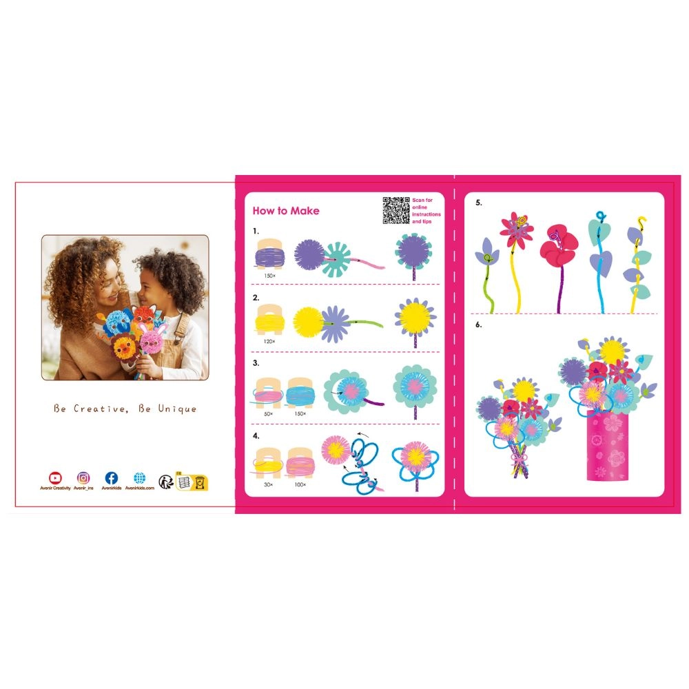 Pom Pom Flowers Bouquet - Craft Kit 6 years & above