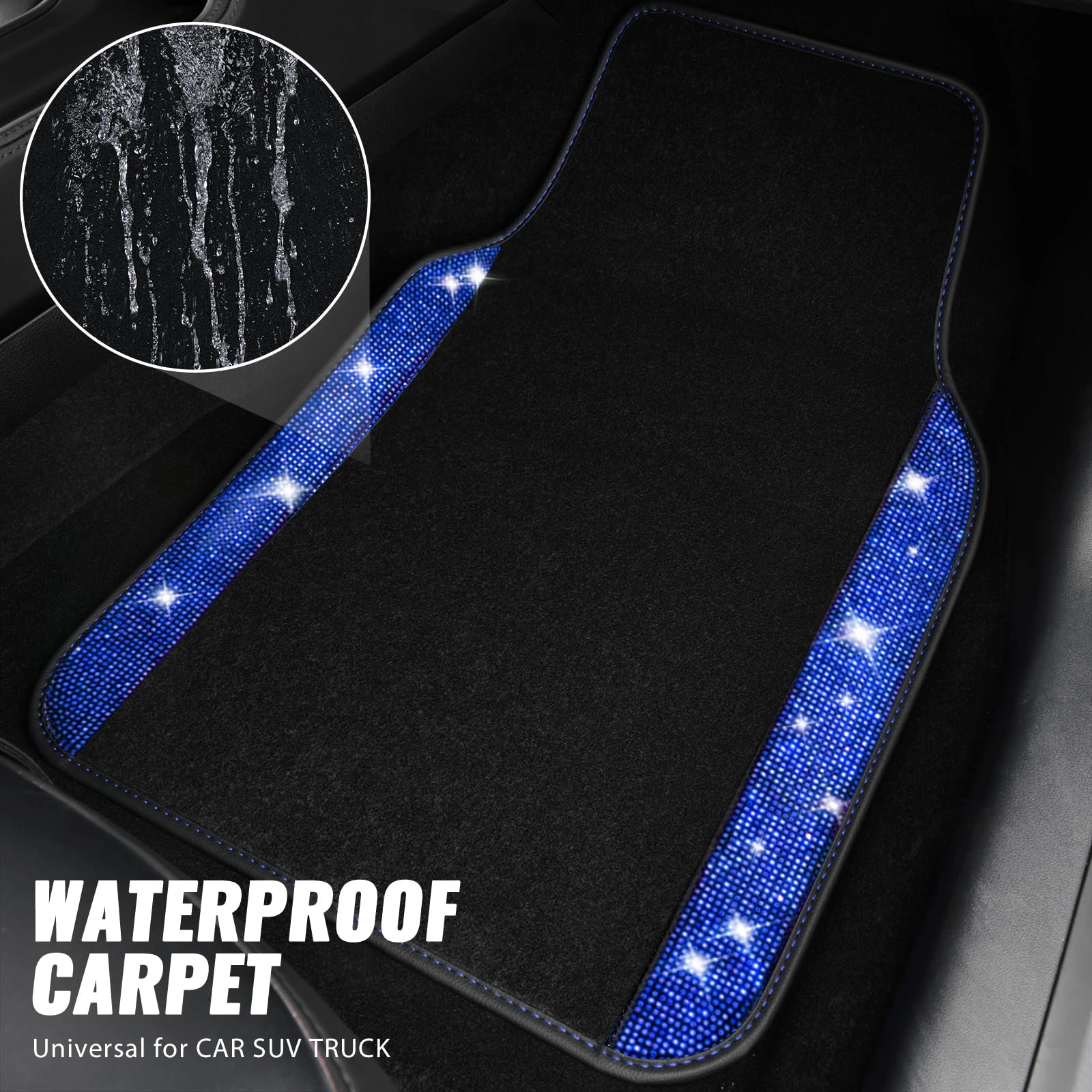 Bling Diamond Car Mats - 4.0 Count Universal Fit