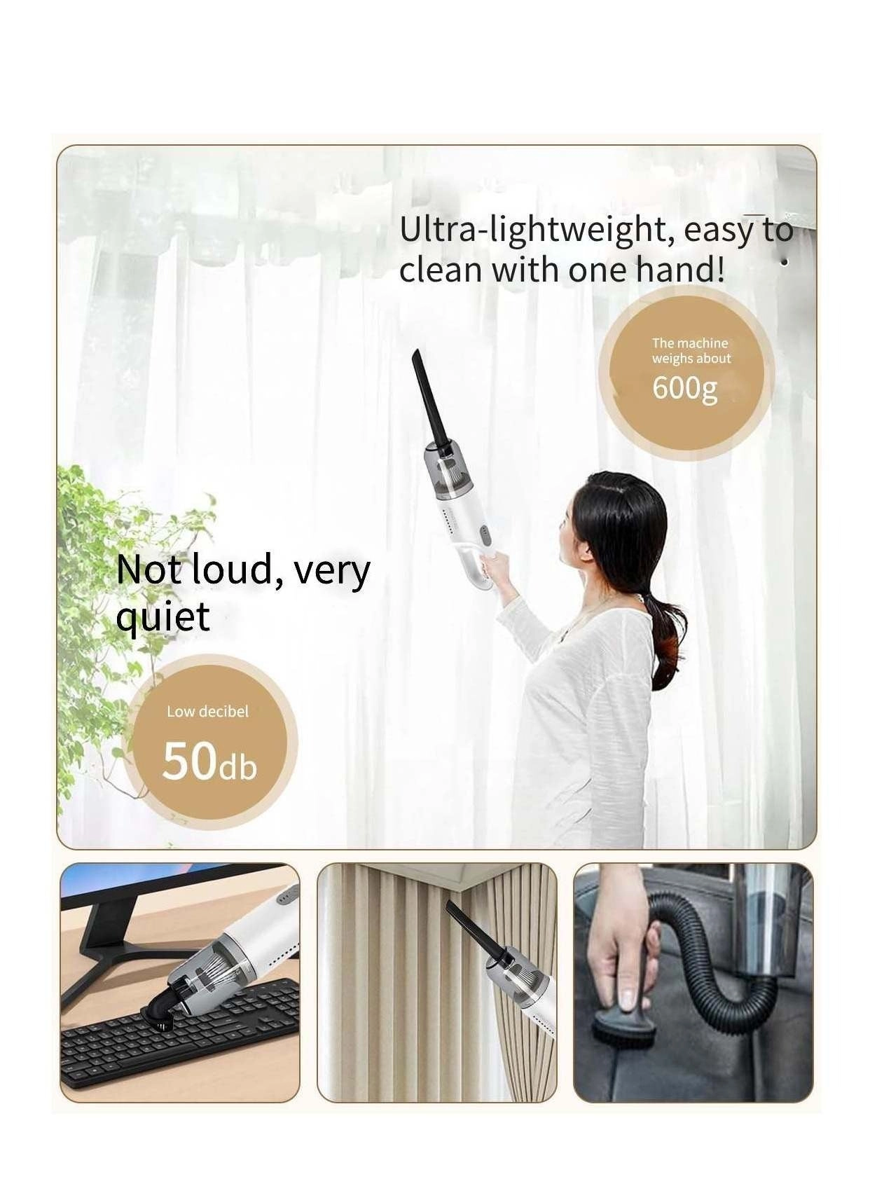 Handhed Cordless Vacuum Cleaner - 6,000 mAh