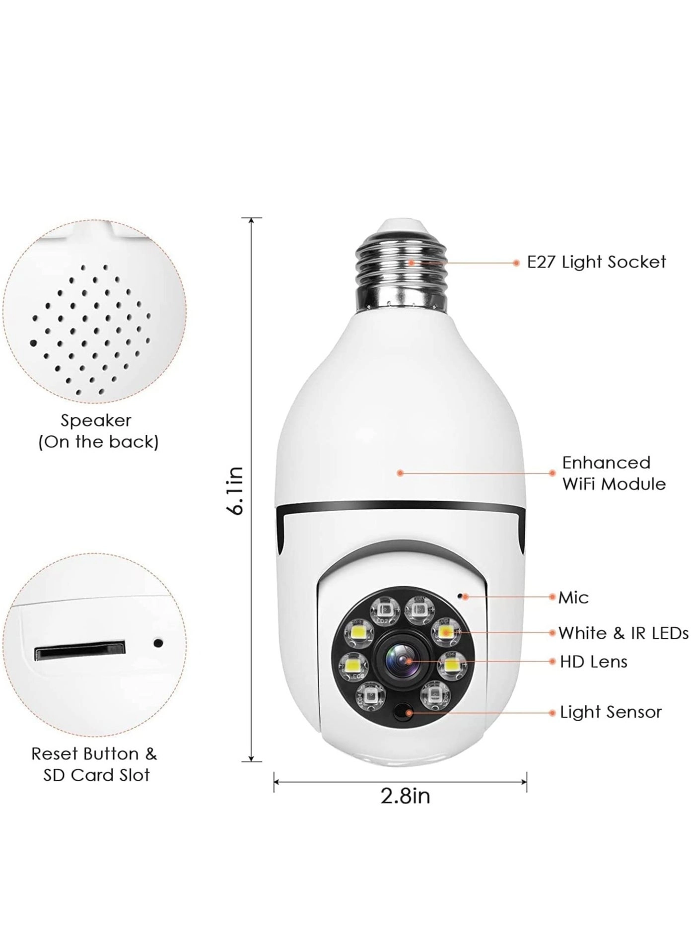 Wireless Light Bulb Camera 1080p Bundle