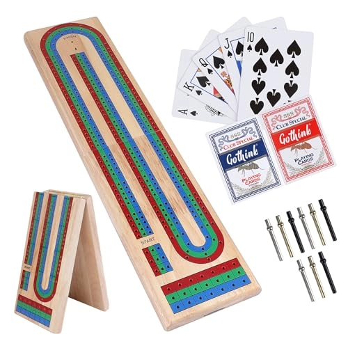 Folding Cribbage Board - Rubber Wood 9 Pegs 3 Tracks