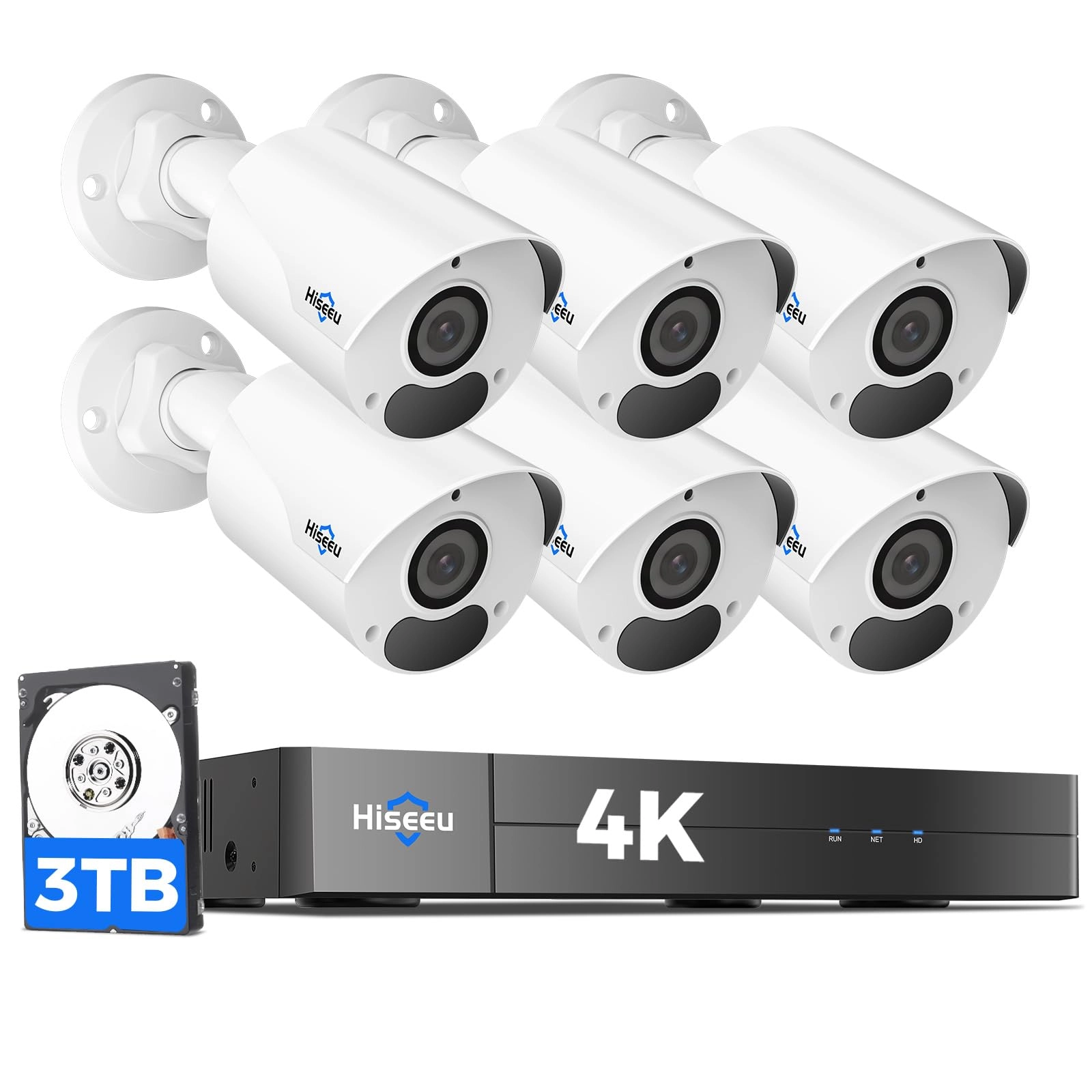 Hiseeu PoE Security Camera System - 6Pcs 6 4K