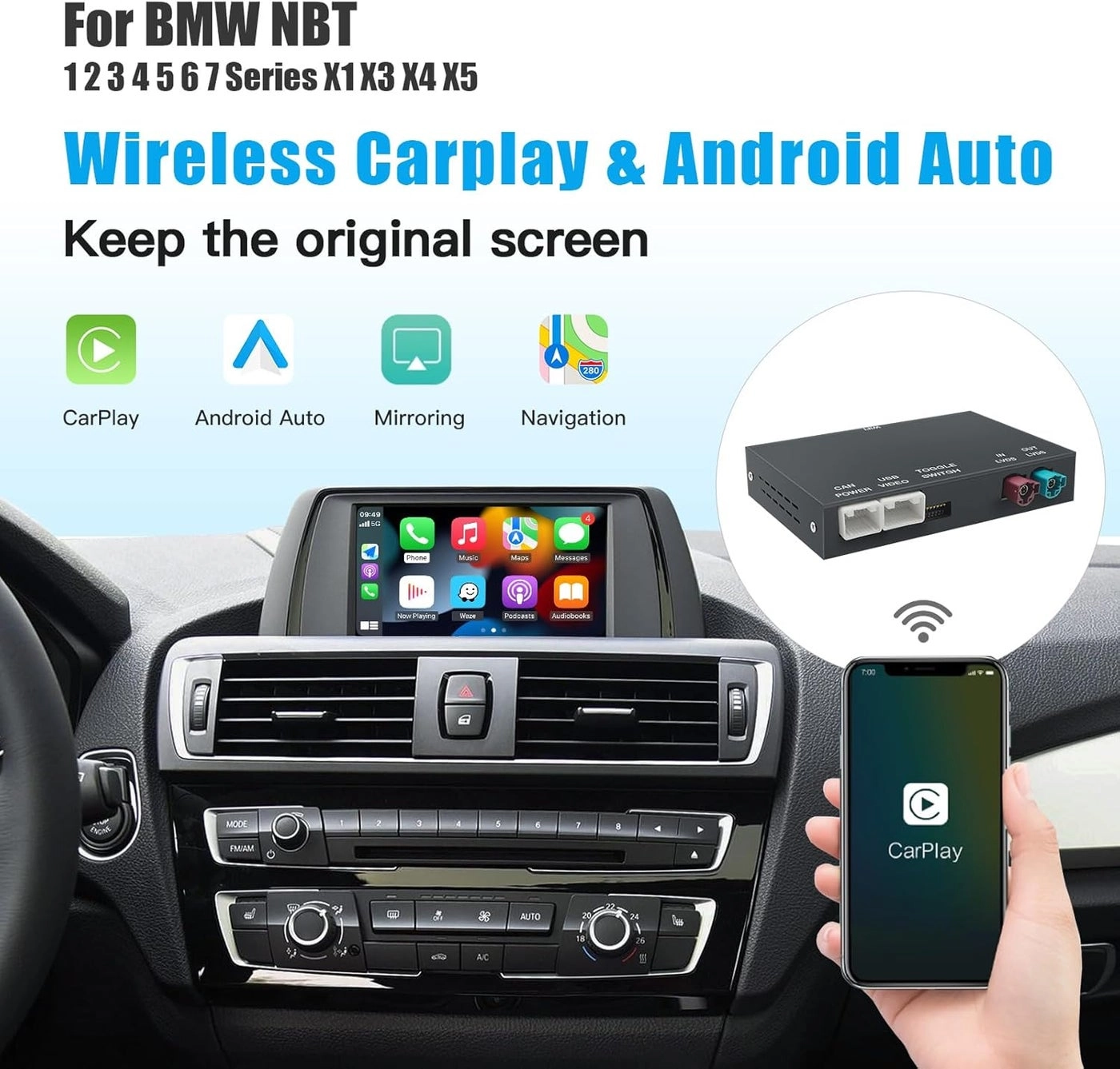 Wireless Carplay/Android Car Modification Module - BMW NBT compatible 2012-2016 Mirrorlink