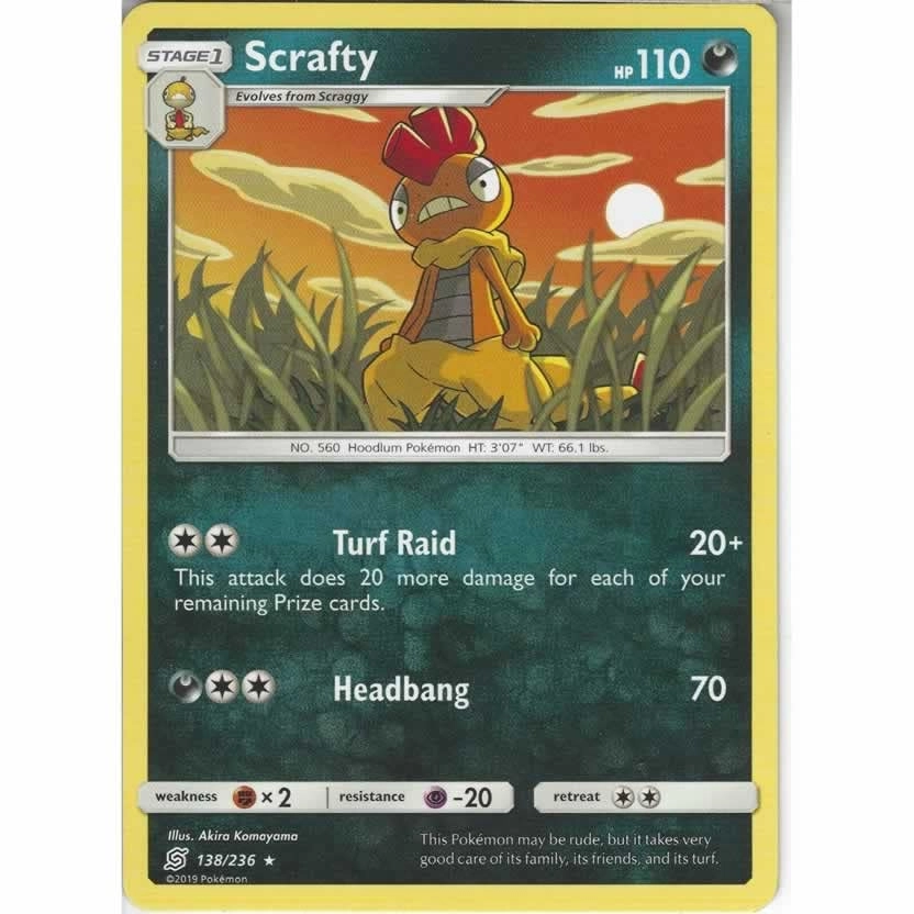 Pokémon Pokemon Scrafty 138/236 Unified Minds - English + Toploader