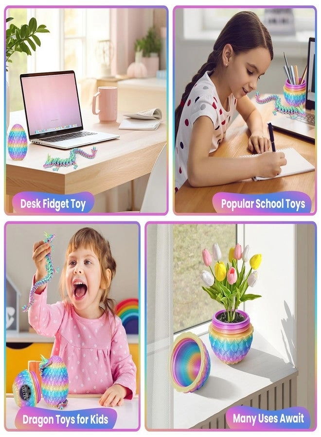 3D Printed Dragon Easter Egg - Mystery Crystal Articulated Fidget Toy Surprise Prefilled