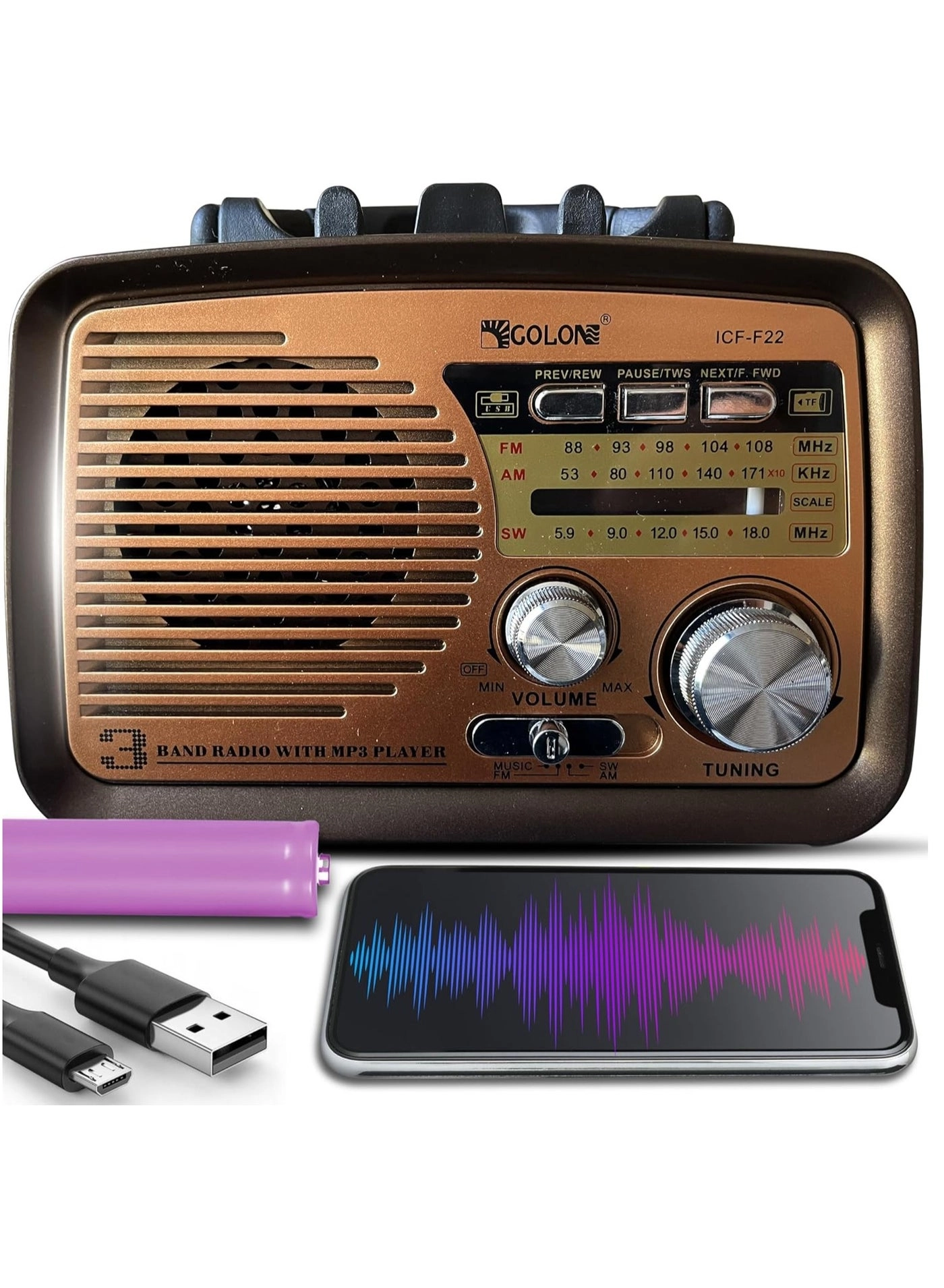 Golon ICF-F22 - 3-Band Radio