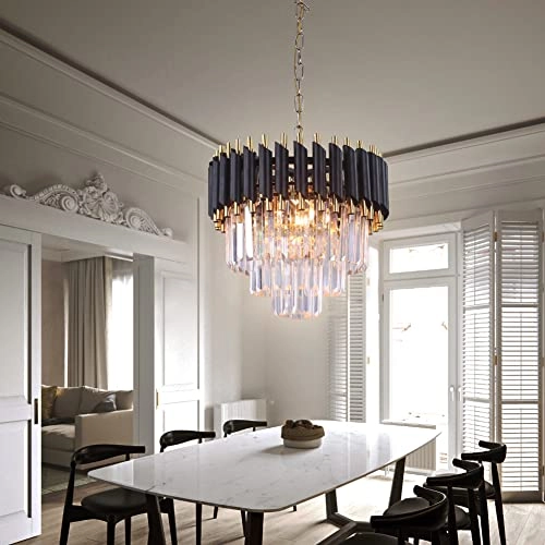 Crystal Chandelier - 15.7'' 3-Tier Back Gold
