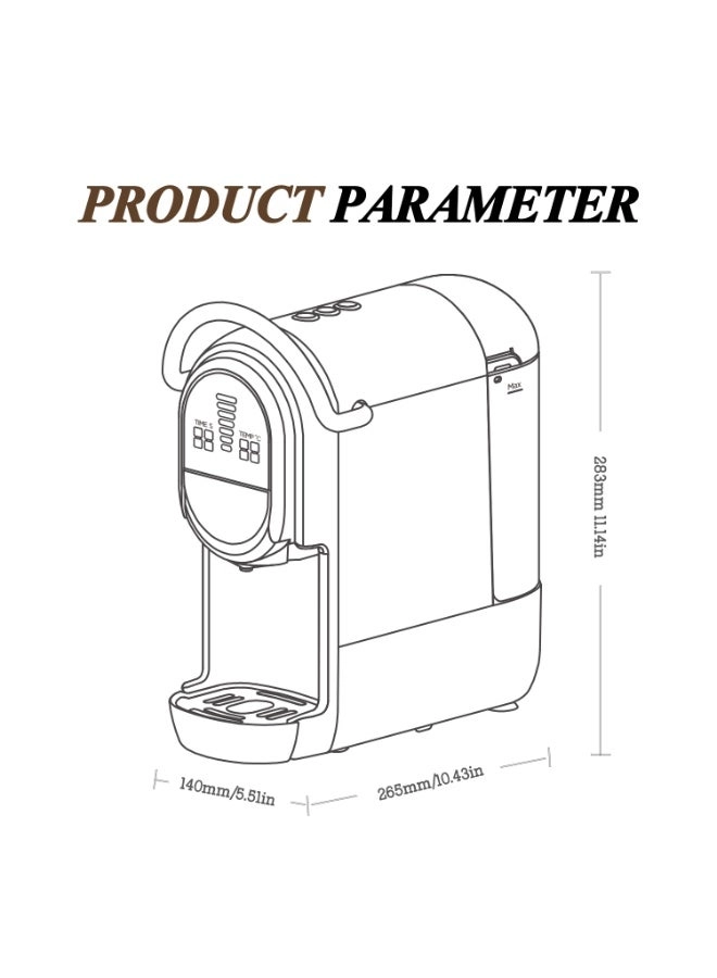 4-in-1 Automatic Capsule Coffee Machine - Adjustable Temperature 19 Bar