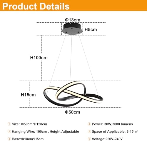 LED Pendant Light - 3000k-6000k Dimmable