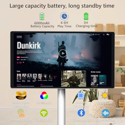 Portable TV on Wheels - FHD 1080p 21.5 Inches