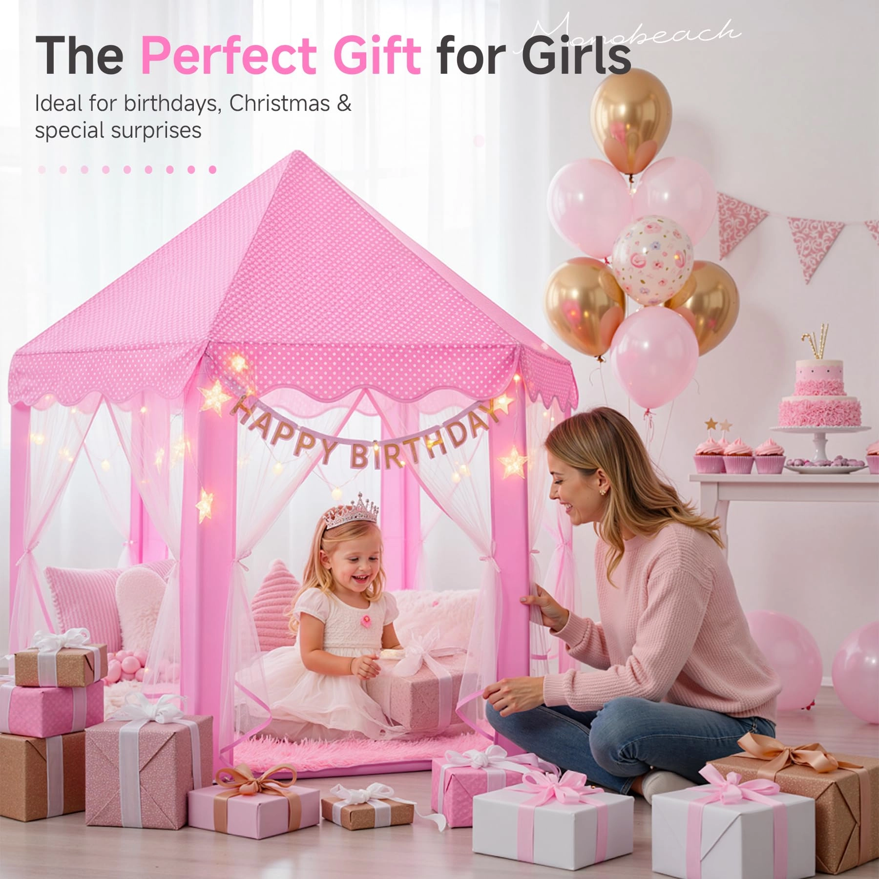 Princess Tent - 55 x 53 inches Pink