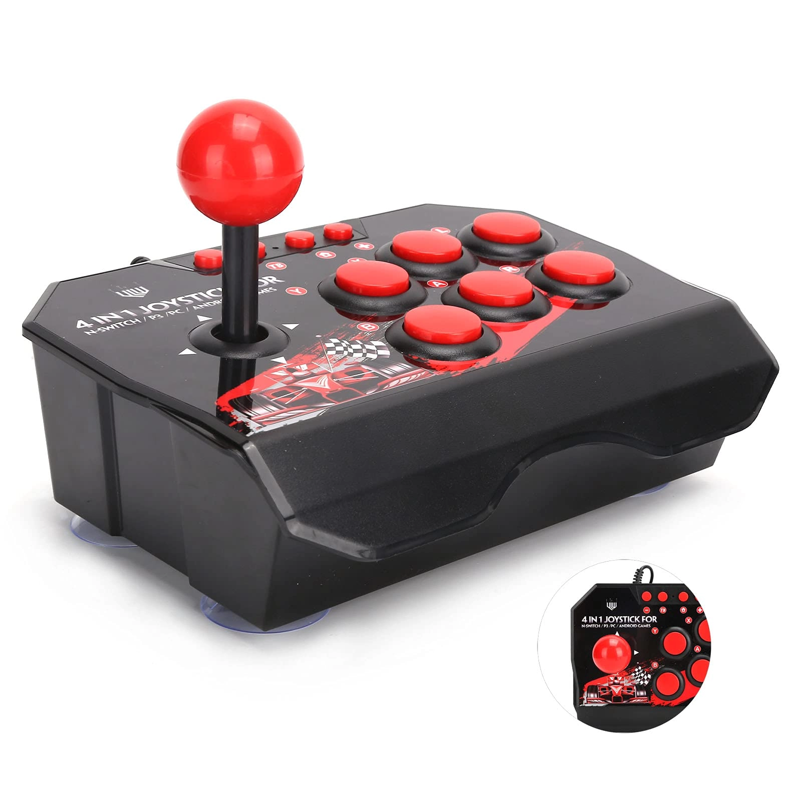 KIMISS Arcade Fight Stick - black and red Switch PC PS3