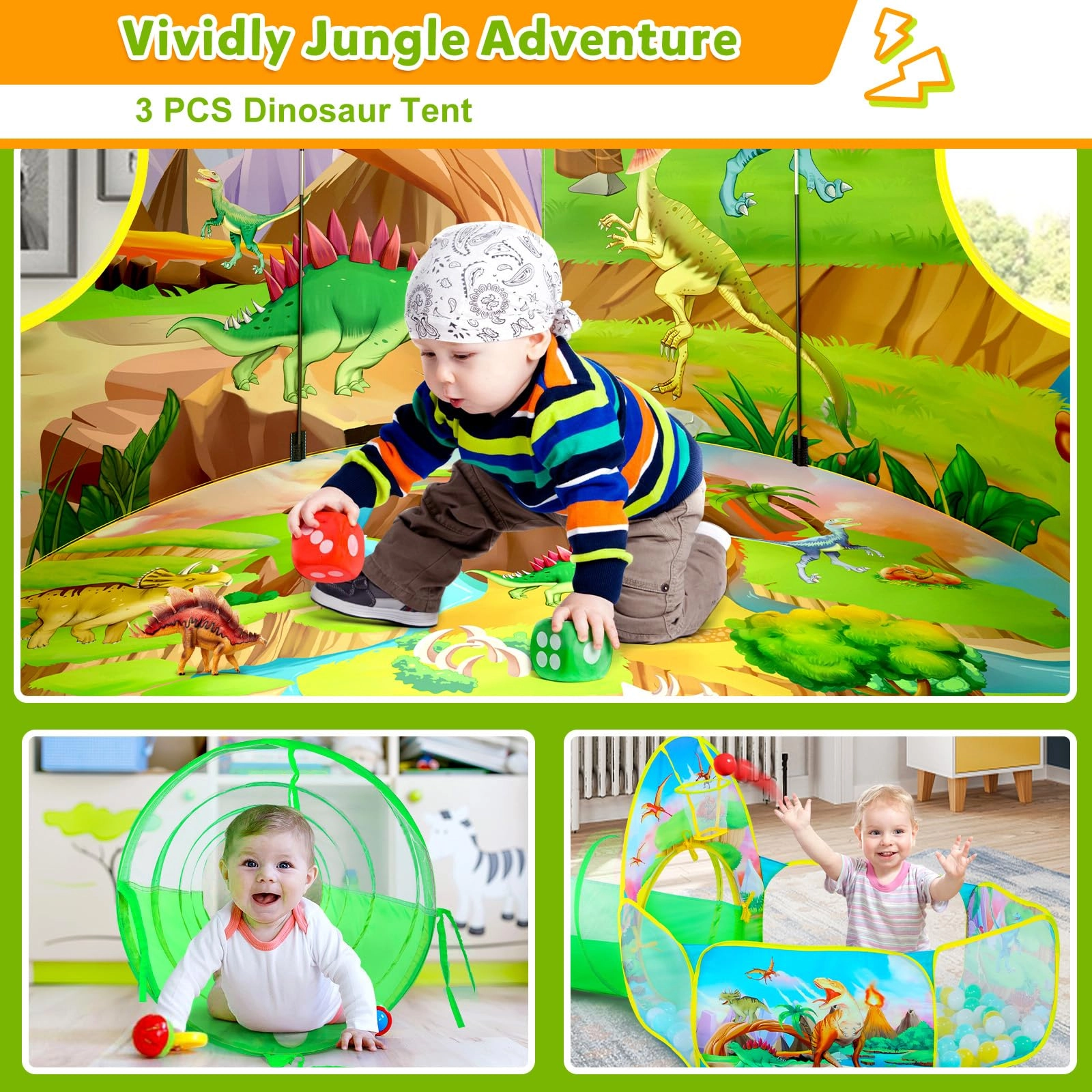 Play Tent + Ball Pit + Crawl Tunnel