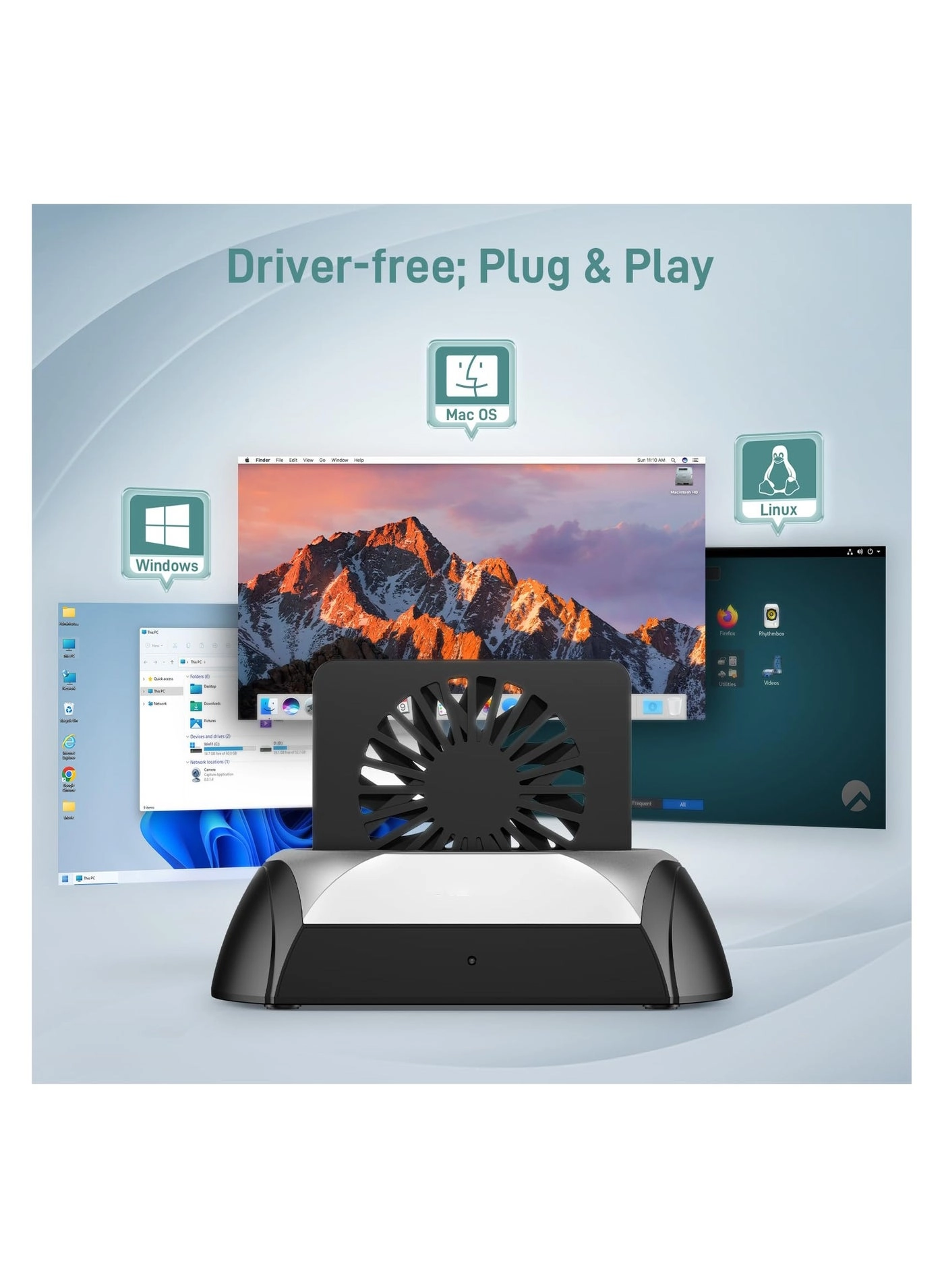 M.2 NVME SSD Docking Station - Cooling Fan 2.5" & 3.5" SATA Support