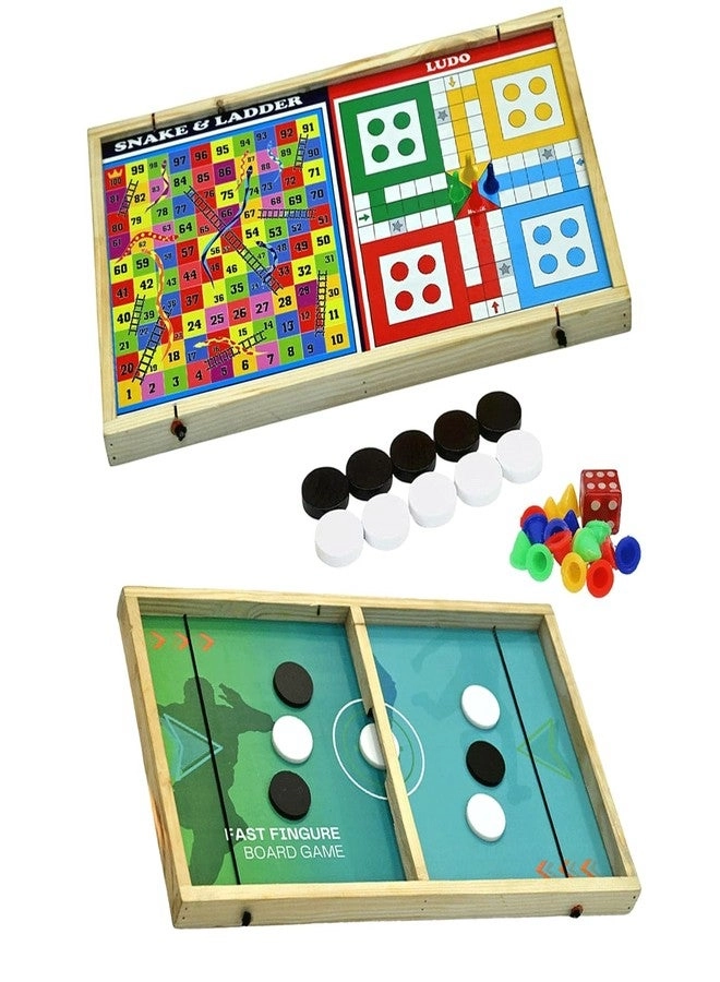 MH VILLA Fastest Finger First Sling Puck - Wooden + Ludo + Chess