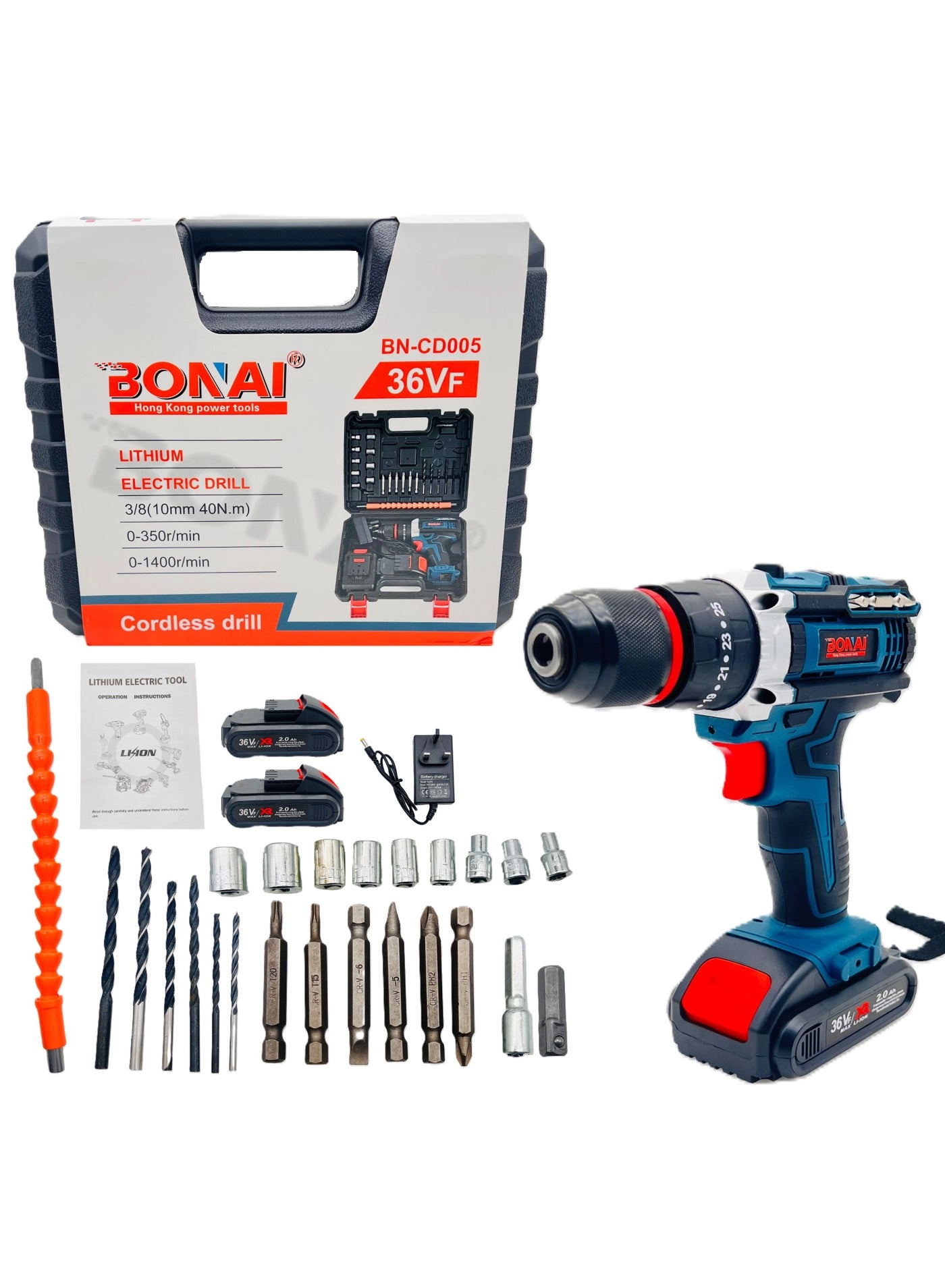 36VF Cordless Electric Drill - 2.0Ah