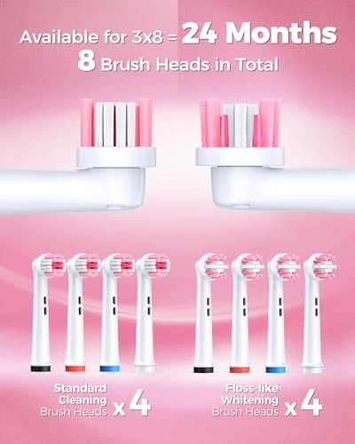 Rotating Electric Toothbrush - 8 Brush Heads 4 Modes 25-Day Battery Life