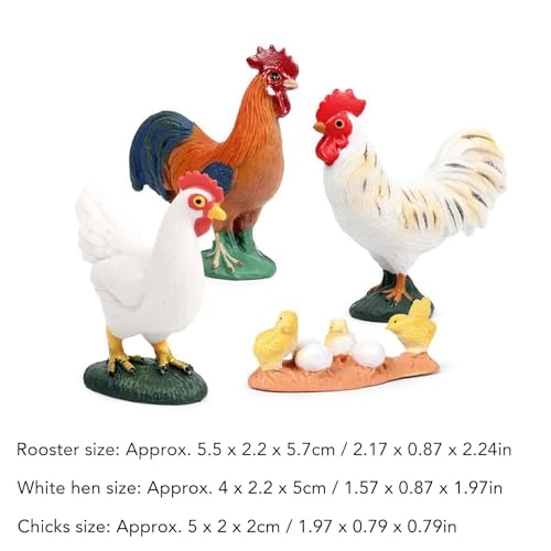 Simulated Farm Chicken Figurines - 18 months - 3 years 4 pieces