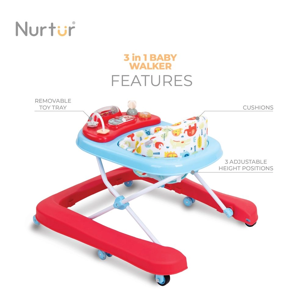 3-In-1 Baby Multi Walker - Music Function Red