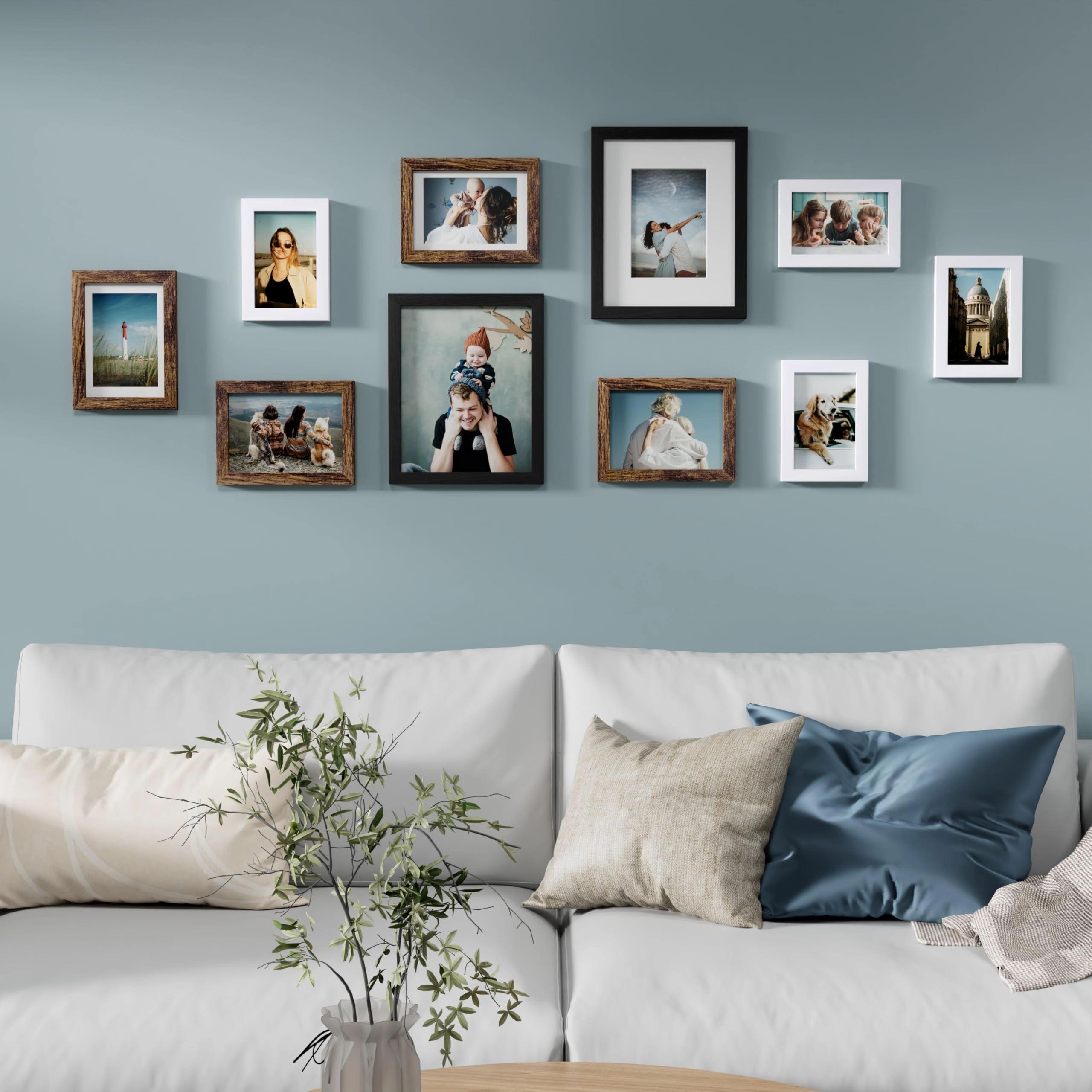 Picture Frames Set - 10 Pack Rustic Grey