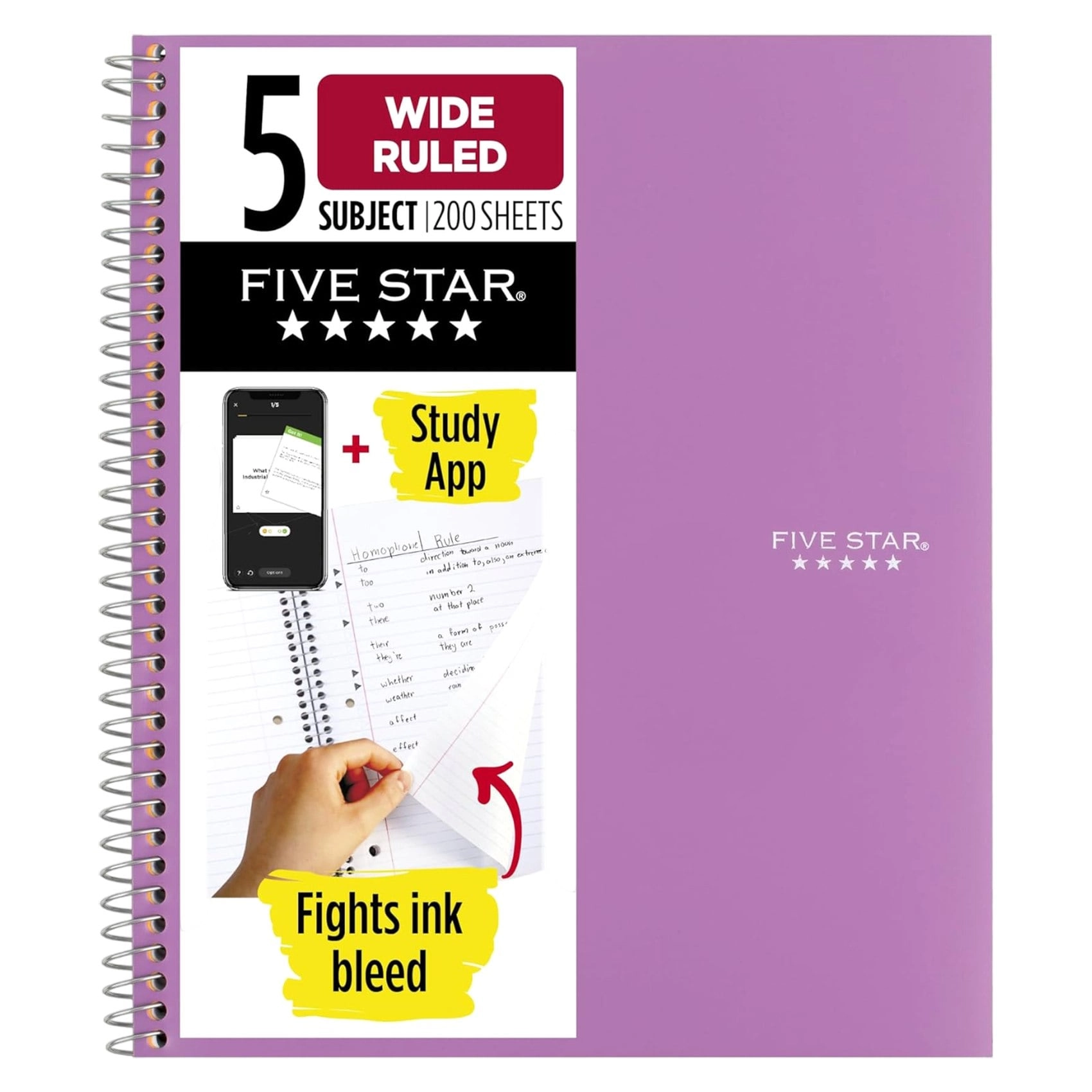 5 Star College Ruled Notebook - Lined 200 Sheets
