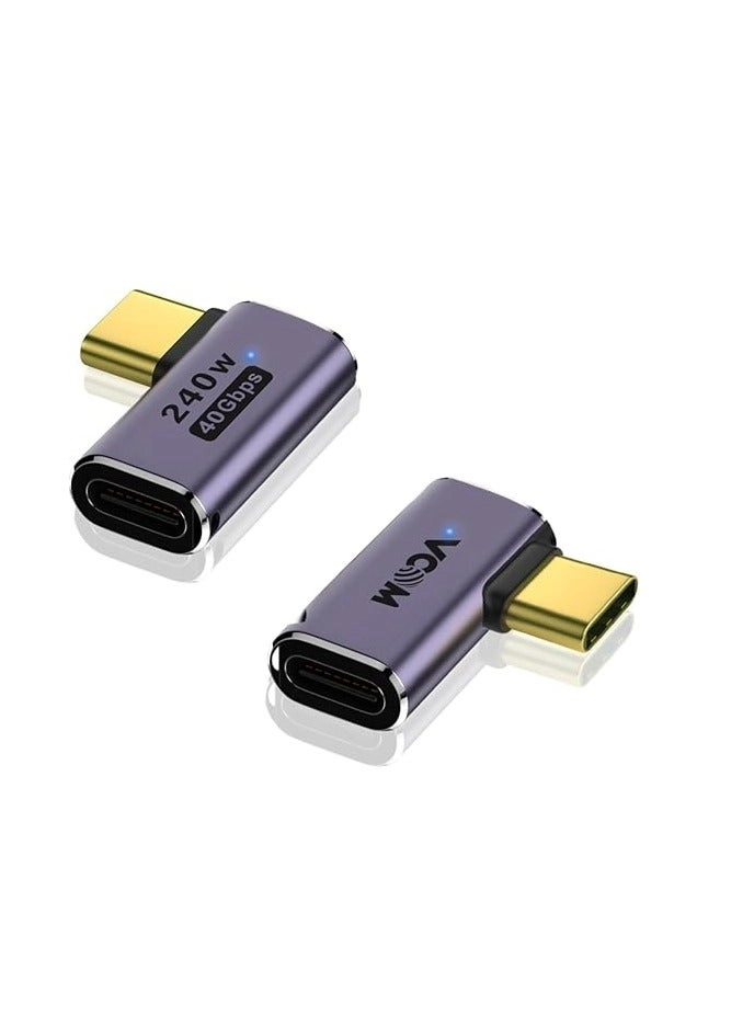 VCOM USB4 Cable Right Angle Adapter 240W USB C to USB C Pack