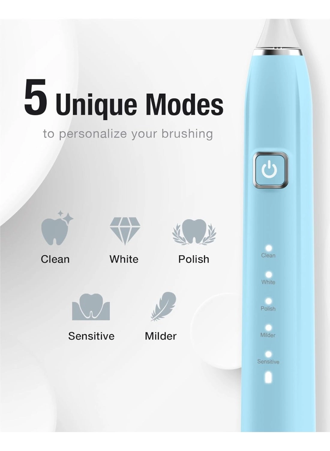 Sonic Electric Toothbrush - 6 Brush Heads 90-Day Battery