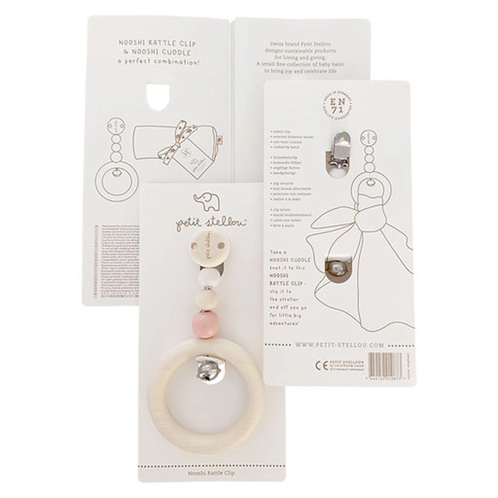 Eco Wood Baby Rattle Clip - Suitable for 3 months & above Sustainable German Wood Elephant