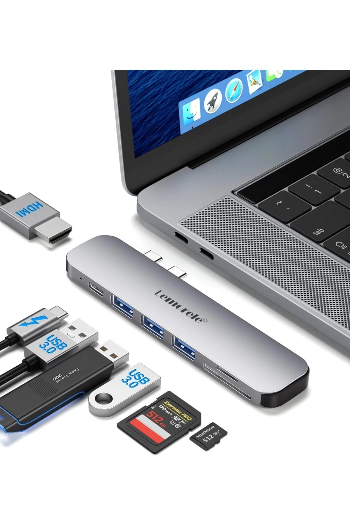Lemorele 7 in 2 USB C Hub - 4K HDMI 100W PD 40Gbps