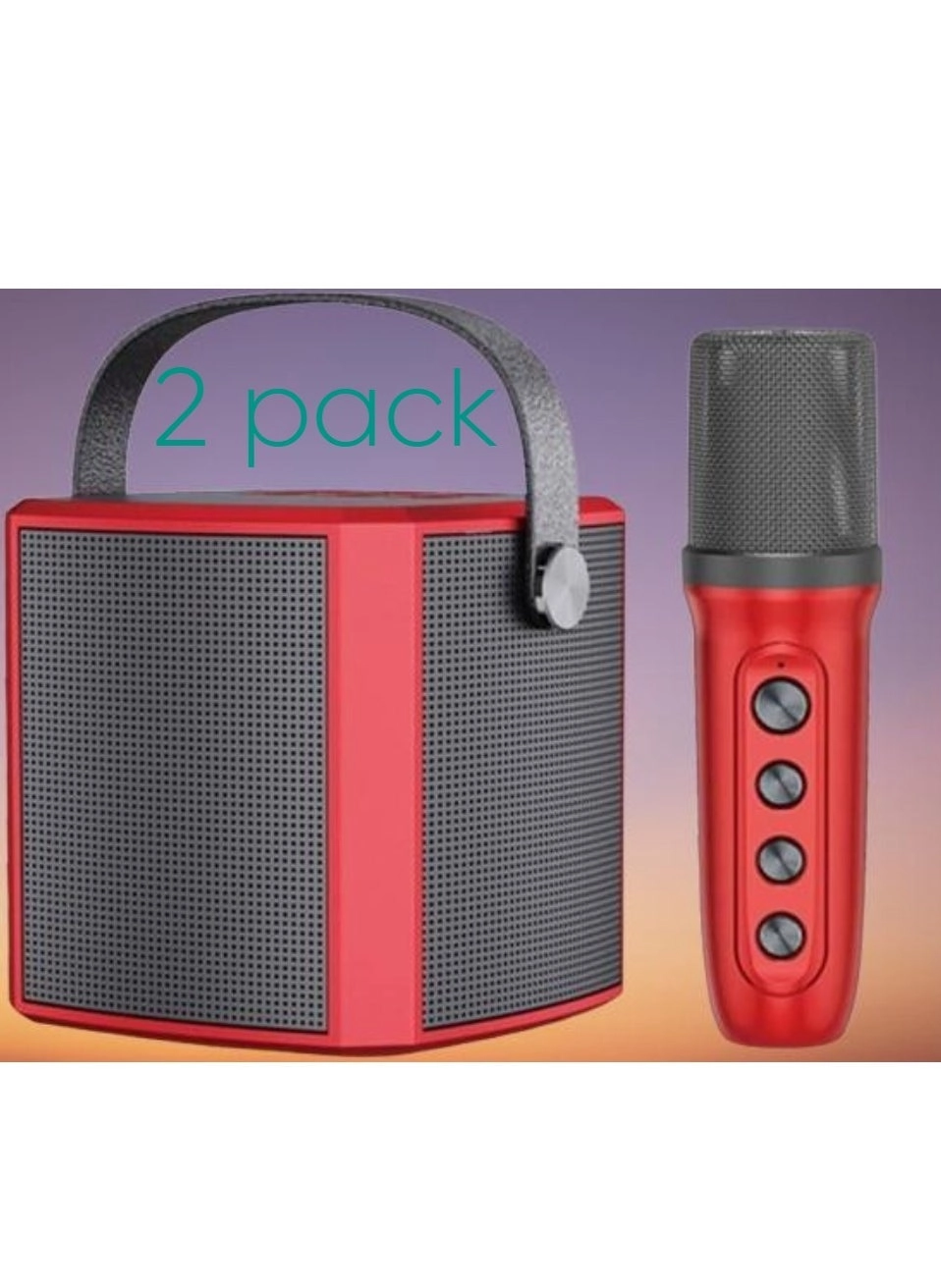 Portable Bluetooth Karaoke Speaker - 2 microphones Pack