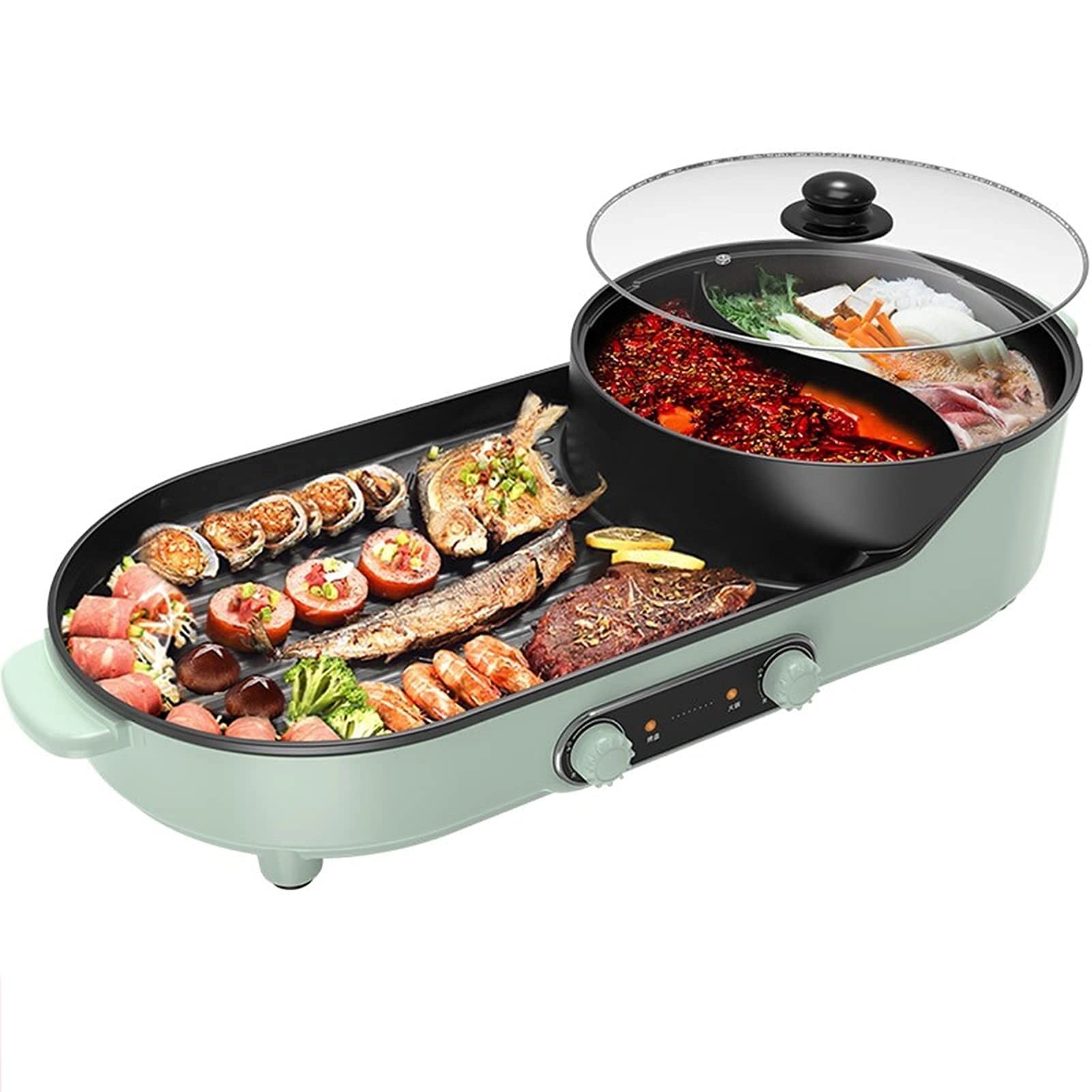 2-tier electric grill pan - 1200 W 5-7 peoples
