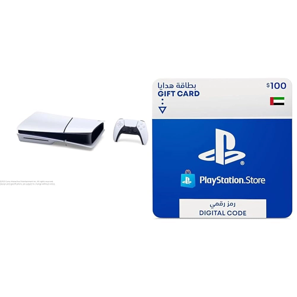 Sony PlayStation 5 Slim - UAE Version + PlayStation Top up Card - $100 Digital Code