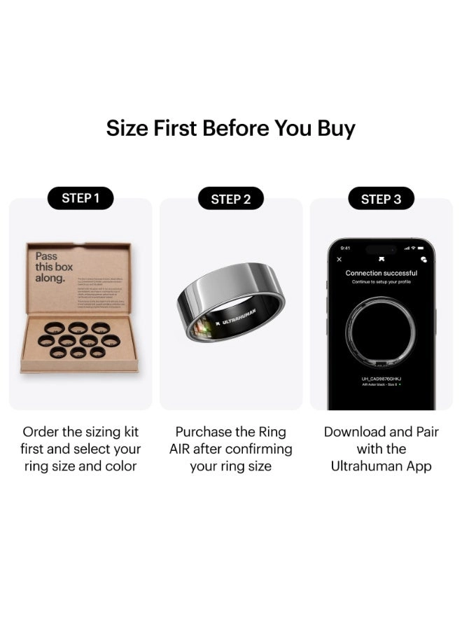 Ring AIR - Size 9 Space Silver 6 Days Battery Life