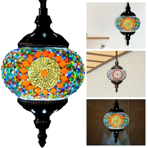 Moroccan Turkish Mosaic Pendant Ceiling Lamp - E27 13cm 80cm