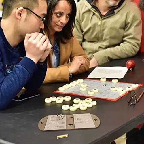 Travel Cribbage Board - Leather 2 Track 4 Metal Pegs