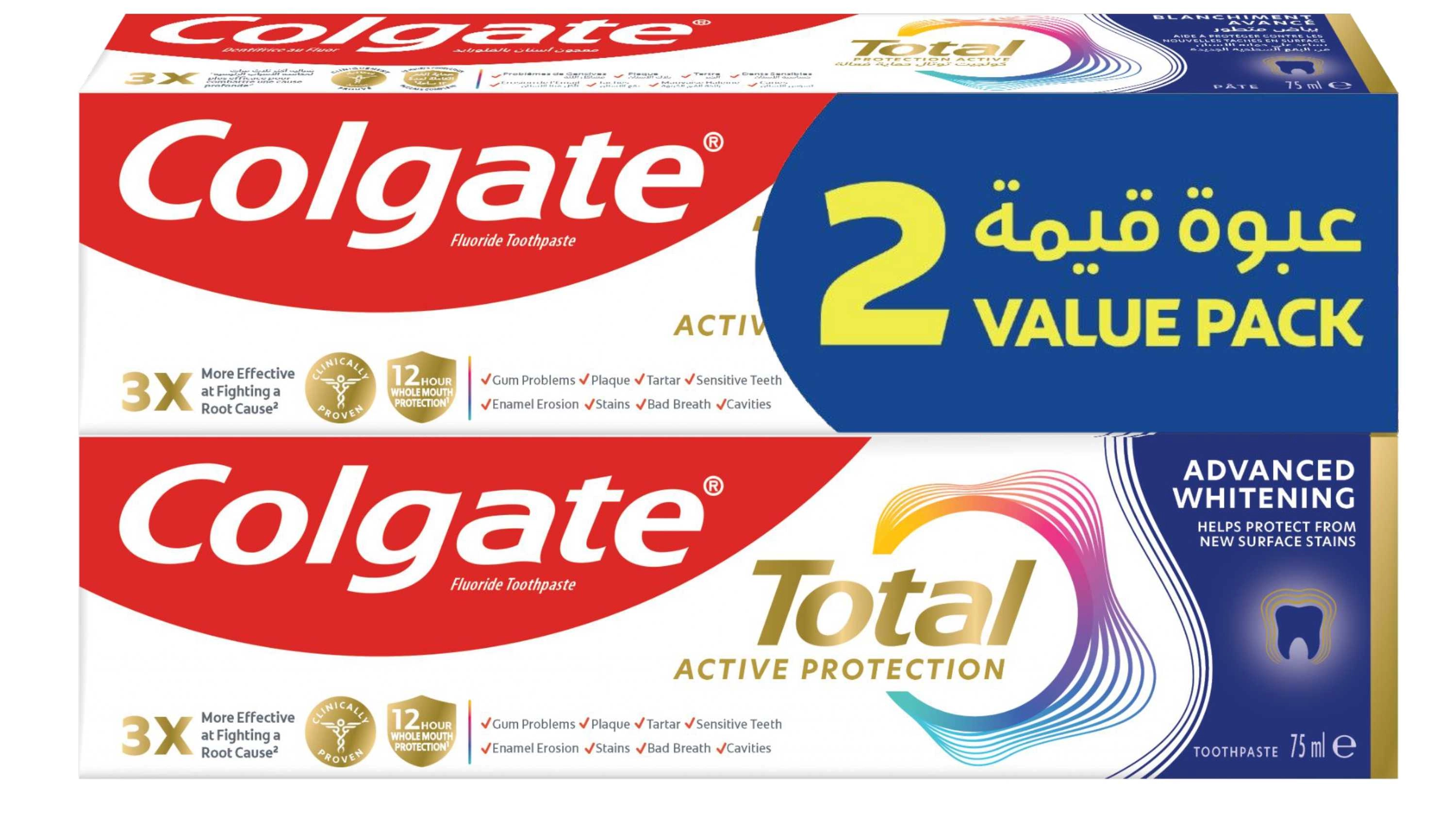 Colgate Total Active Protection White Toothpaste 2 x 75ml