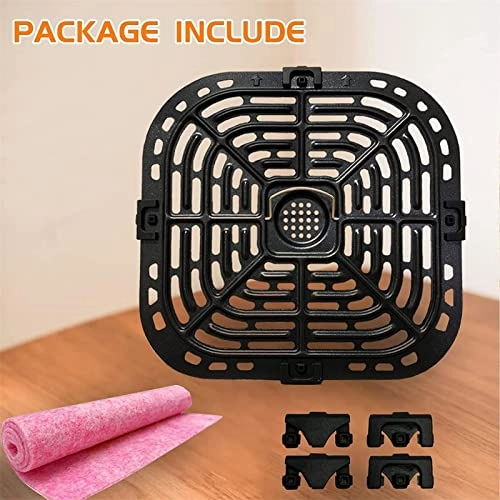 Air Fryer Tray - stainless steel rubber 1 x hot air fryer tray. 8 x air fryer rubber buffers.