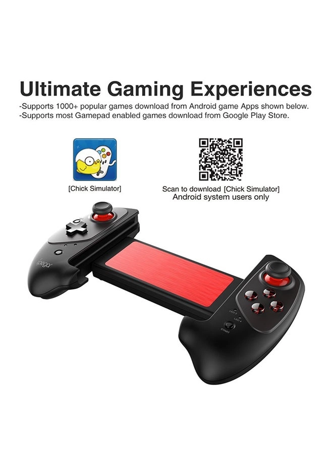 PG-9083 Retractable Bluetooth Gamepad - Black/Red Steam