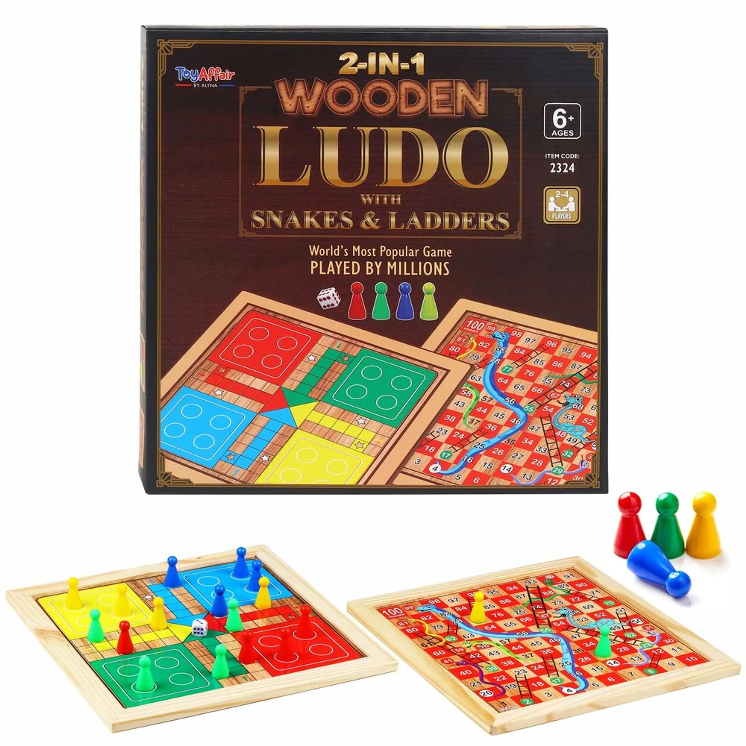 Toyaffair 2-In-1 Wooden Ludo - Suitable for 6 years & above