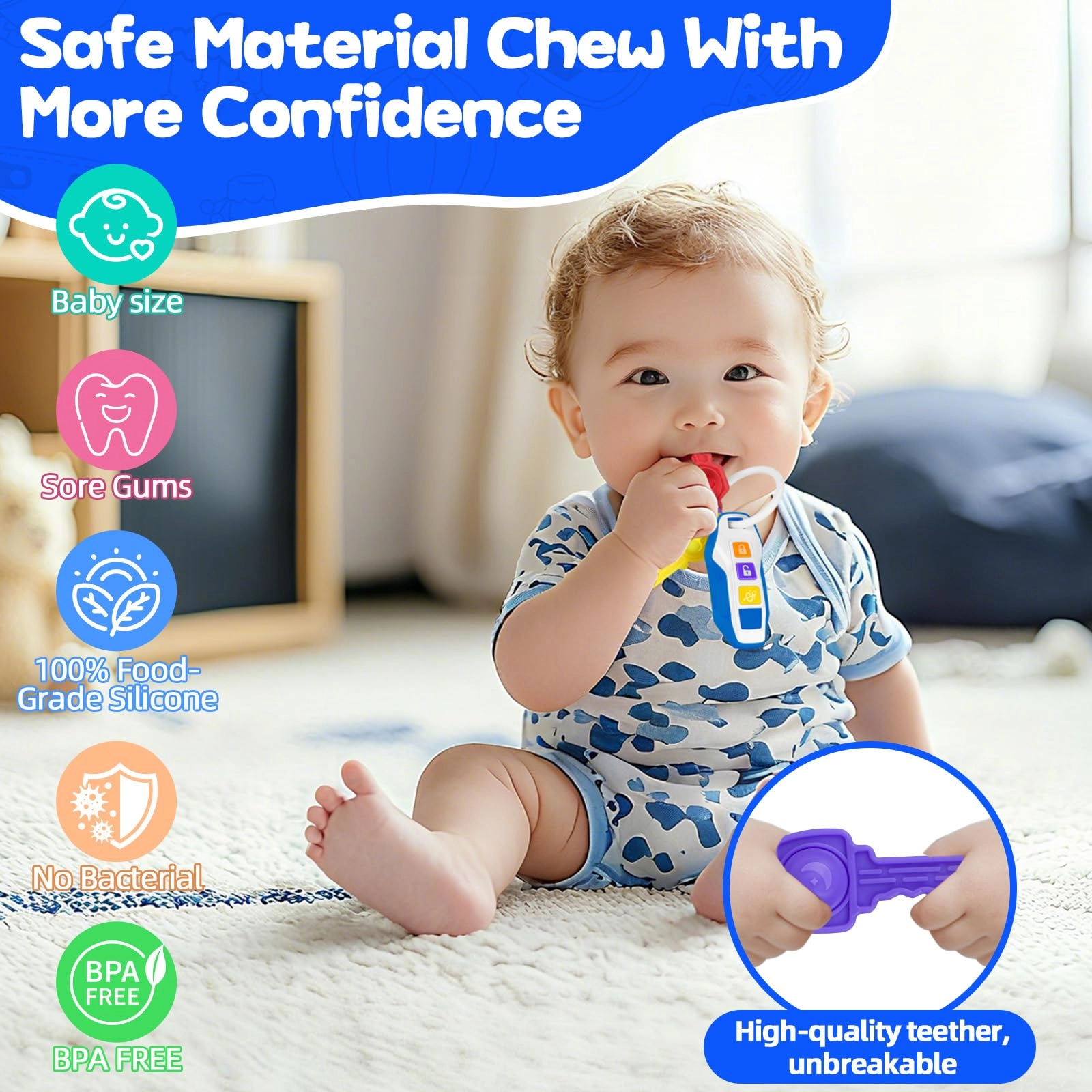 Baby Key Teether - Plastic, Silicone