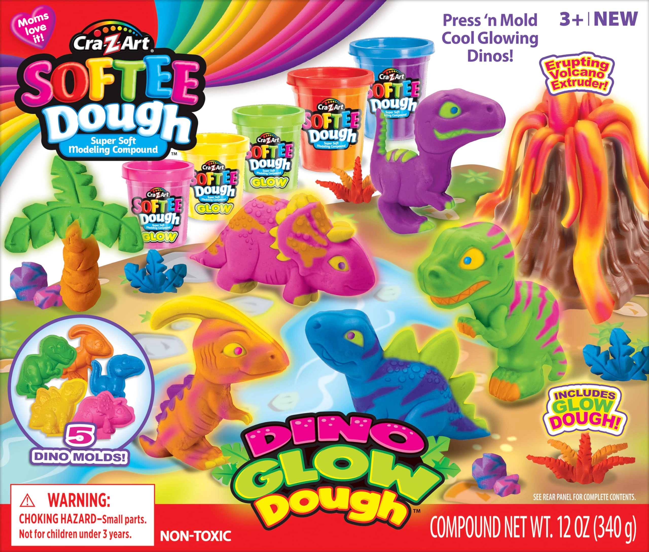 Cra-Z-Art Softee Dough Dino Glow - 3+ years 14 pcs