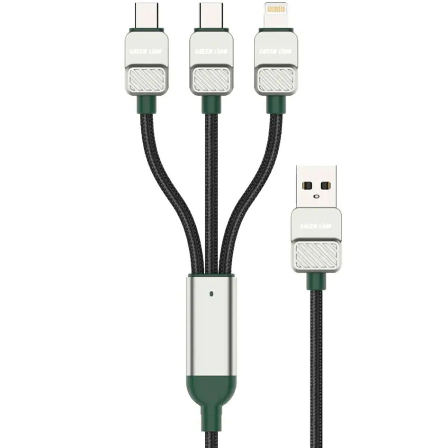 GREEN LION 3-in-1 Cable 60W USB-A to USB-C 1.2m Braided