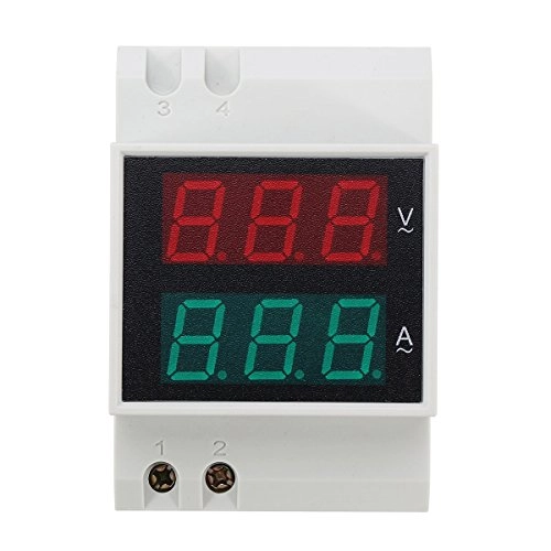 Din Rail AC LED Dual Display Volt Meter Ammeter - AC 80-300V AC 0.2-99.9A