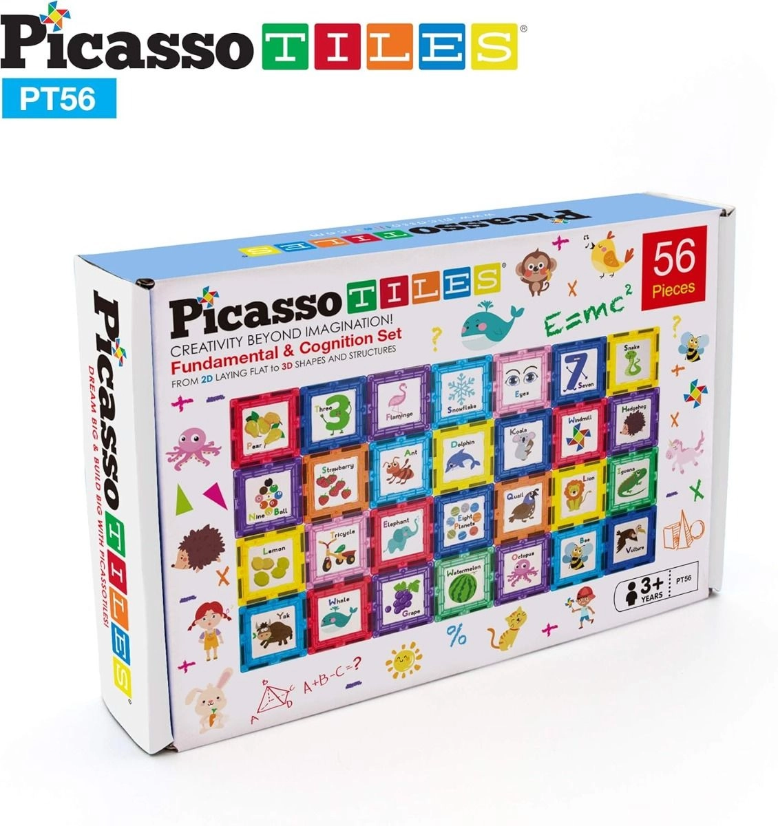 Magnetic Tiles Fundamental & Cognition Set - 56 pcs