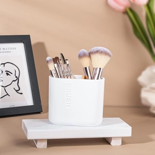 Toothbrush Holder - Bamboo 2 Pack White