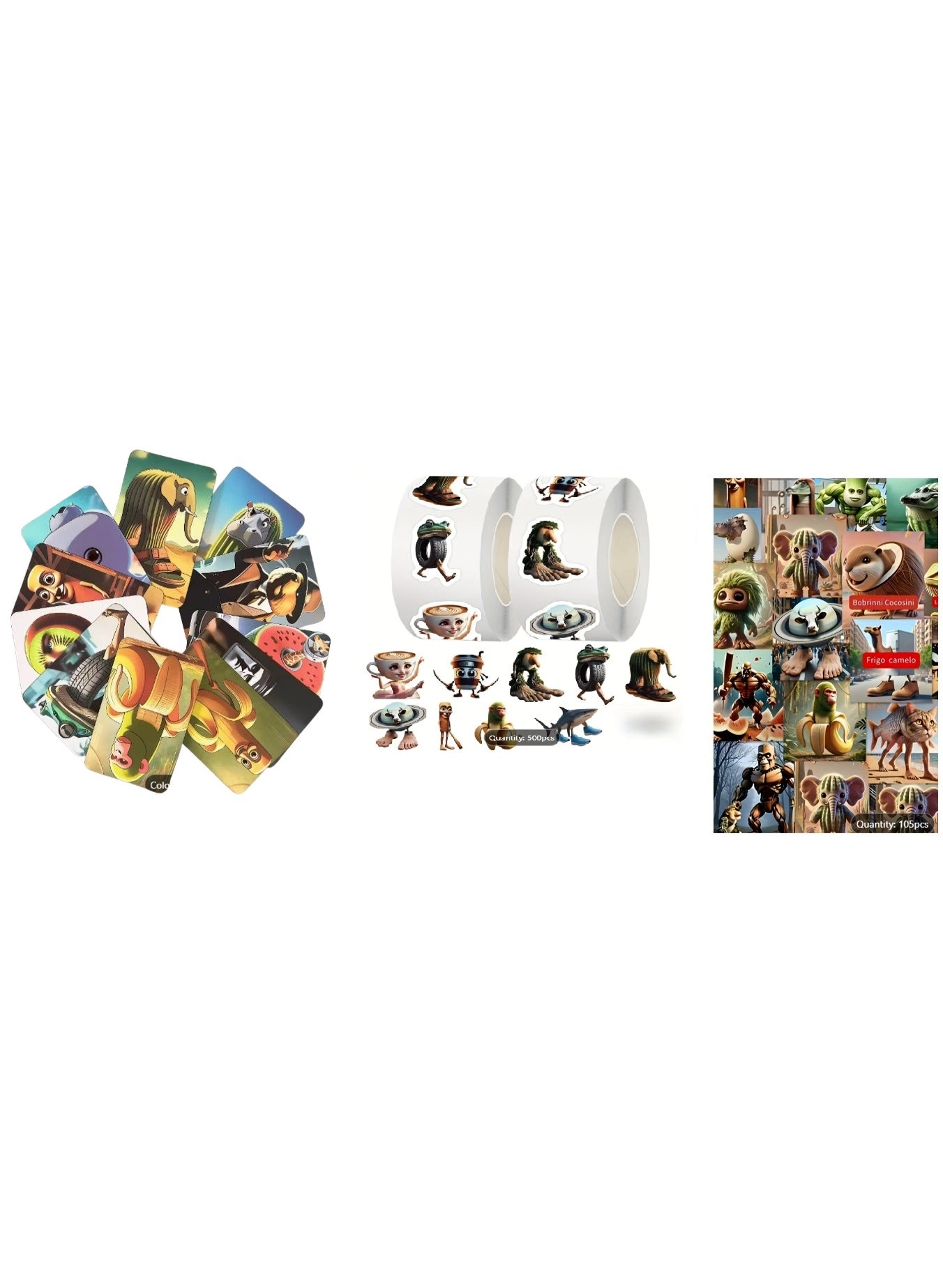 ITALIAN BRAINROT Lomo Laser Trading Cards - 92 + Meme Stickers - 105 + Roll Stickers - 500