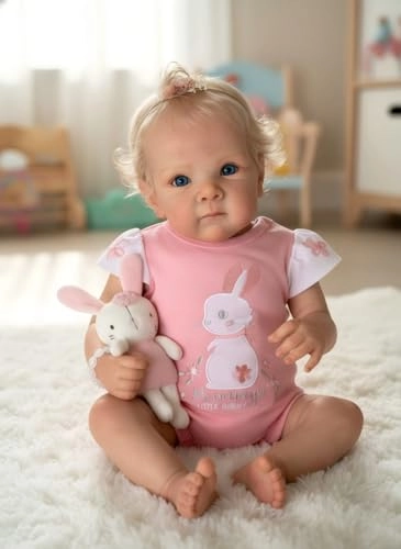 Reborn Baby Doll - 18 Inch 46 cm Silicone Lighter Brown Skin Ages 3+