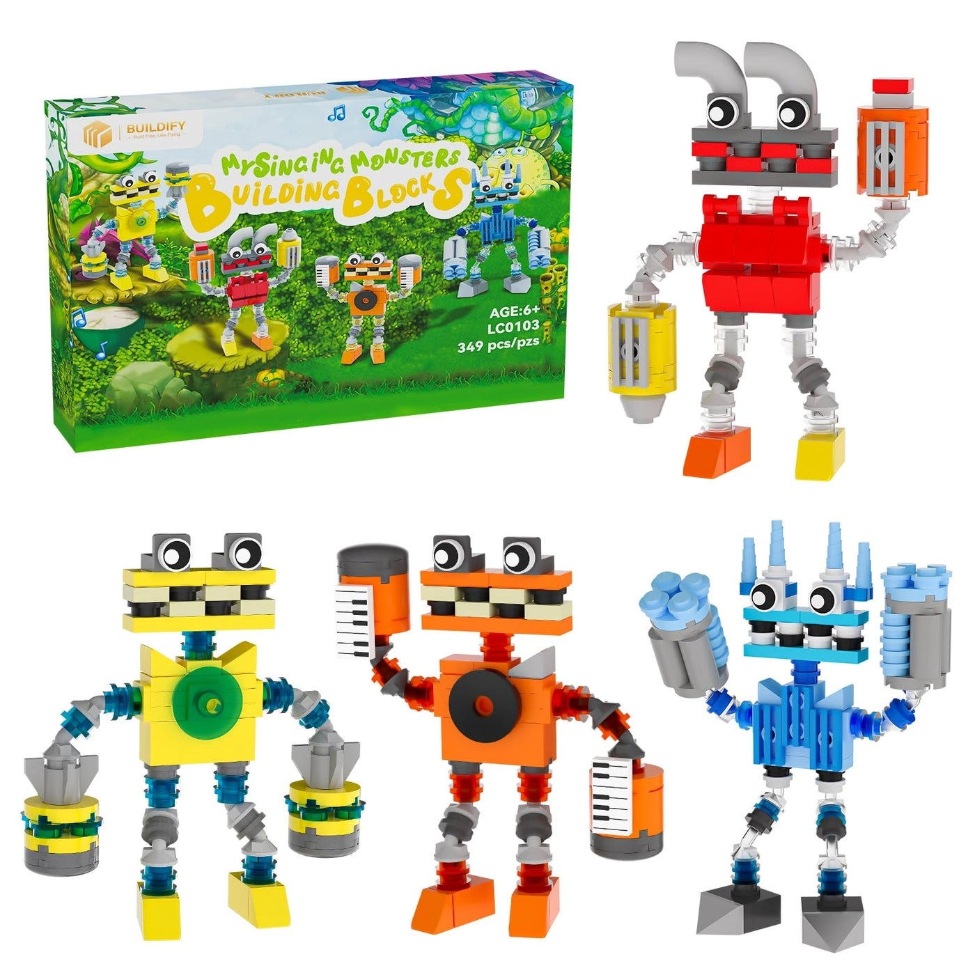 Music Monsters Building Set - Wubbox Epic Wubboox Rare Wubbox IceLizard 349 pcs
