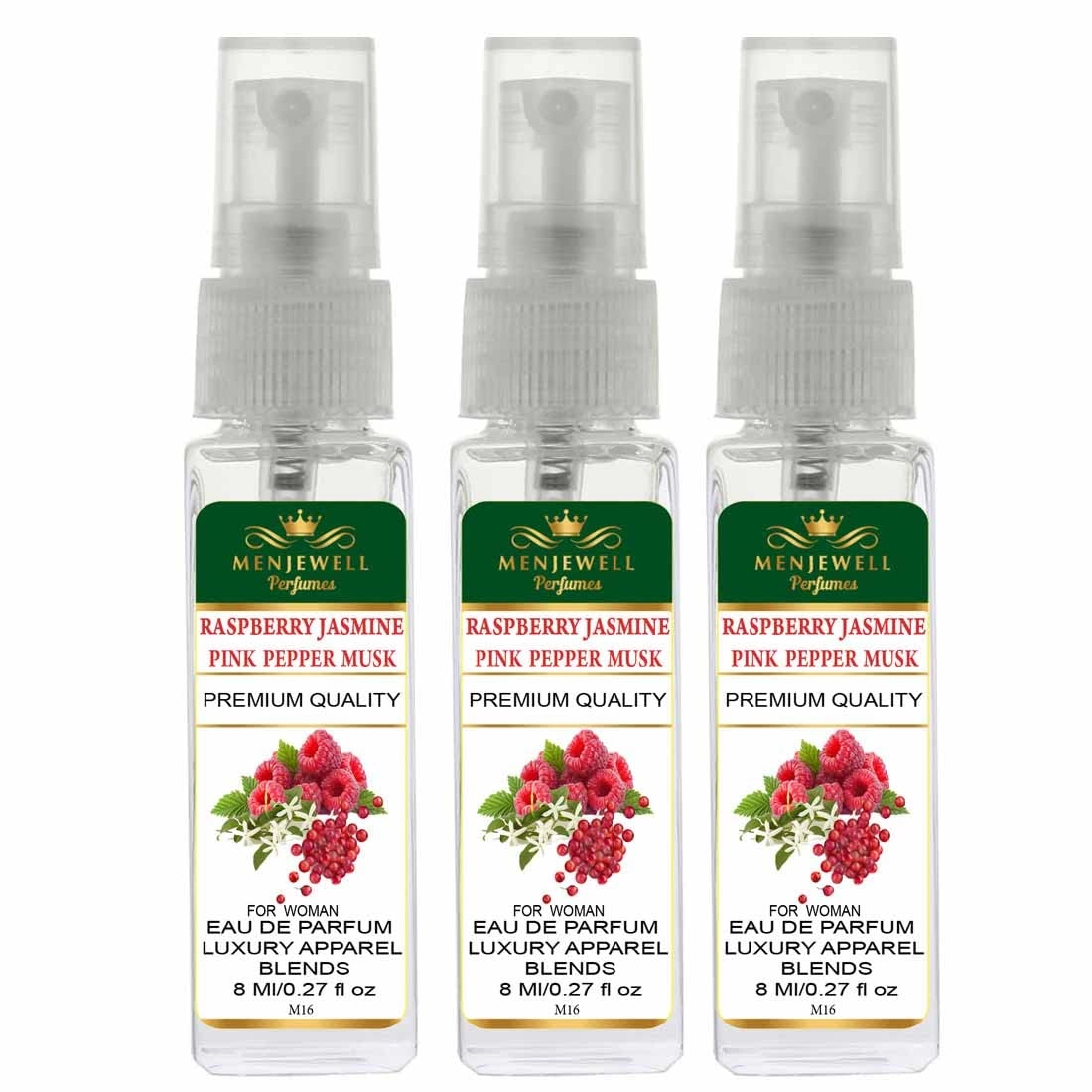 Menjewell Raspberry Jasmine Pine Pepper Musk Eau de Parfum 24ml Pack